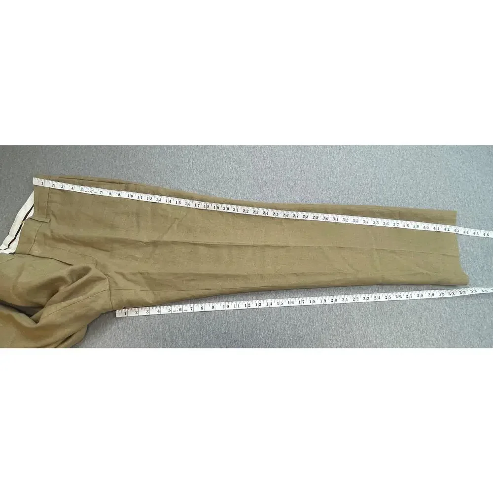 J Crew Pants Mens 34 x 32 Beige 100% Irish Linen Flat Front Dress